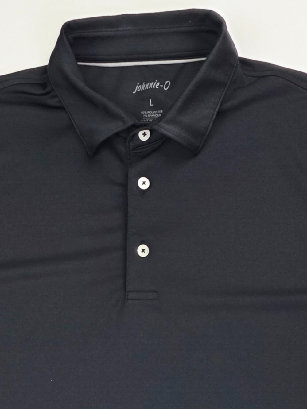 Johnnie O Embroidered Neck Logo Men Size Large Black Short Sleeve Polyester Polo - Picture 6 of 10